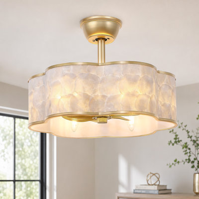 19.7" 6-Light Scalloped Capiz Shell Ceiling Fan