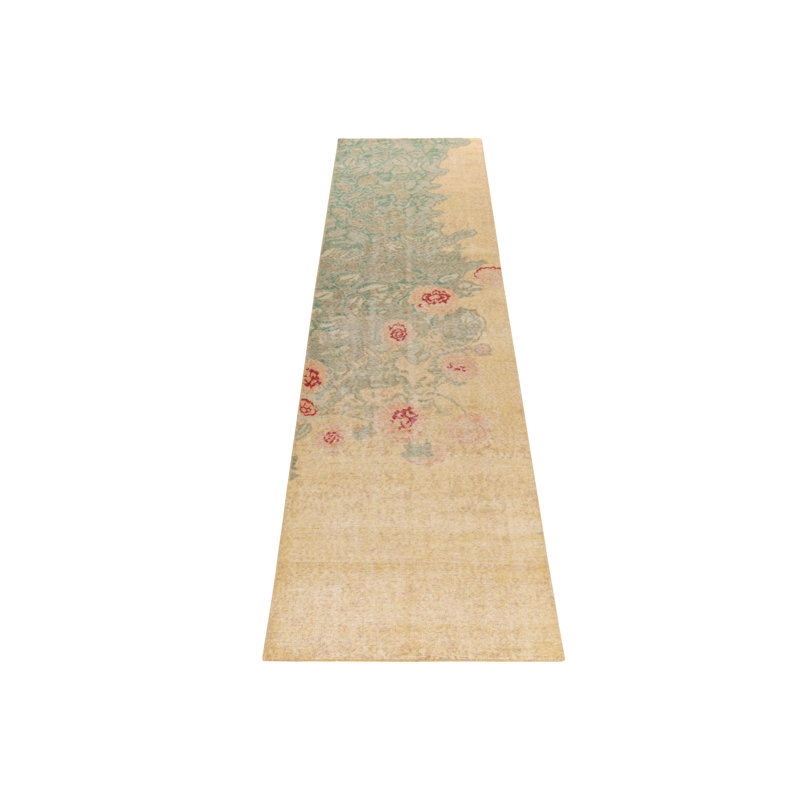 Distressed Homage Wool Floral Area Rug, Runner 2'6" x 8'
