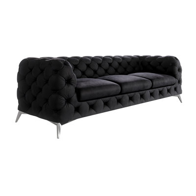  3 seater Chesterfield Sofa with Silver Metal Legs