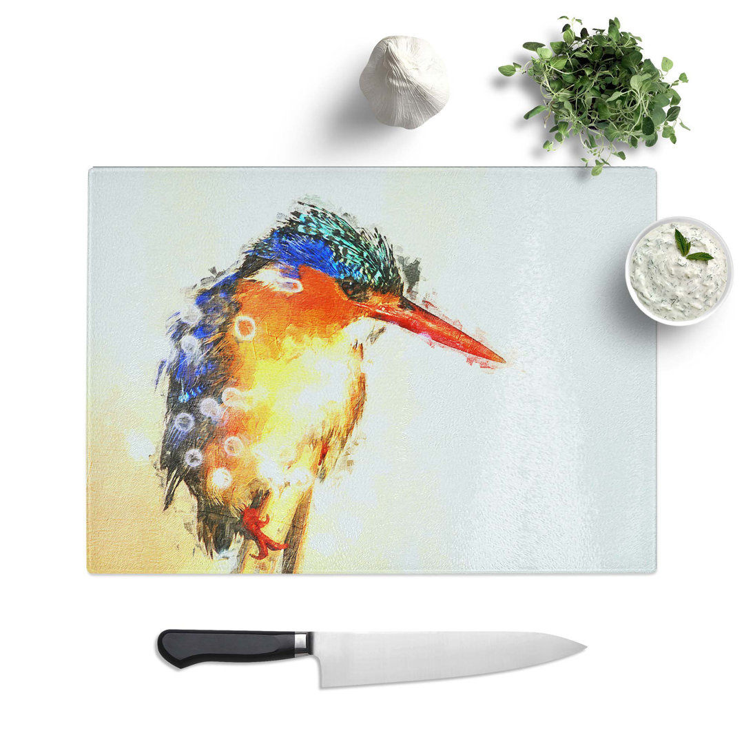 Glass Exquisite Kingfisher Bird in Abstract Chopping Board