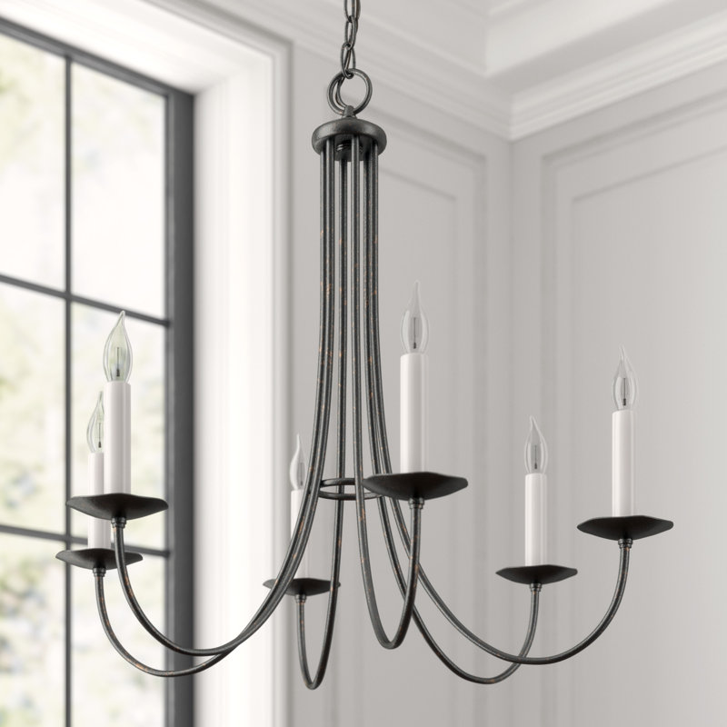 Simple Sweep 6-Light Candle Style Classic/Traditional Chandelier, Dark Smoke