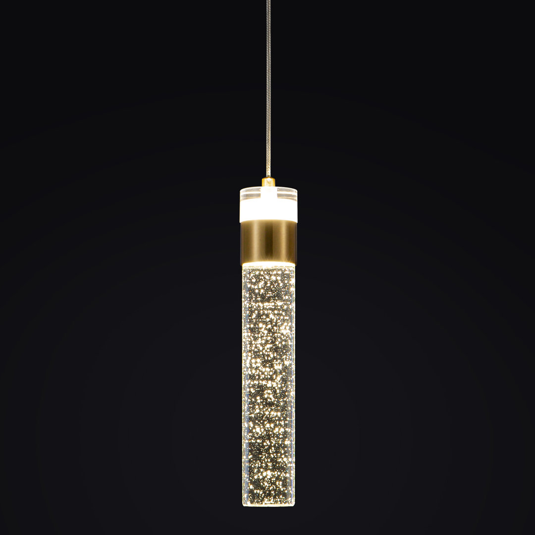 1- Light Kitchen Island Crystal LED Cylinder Pendant Everly Quinn