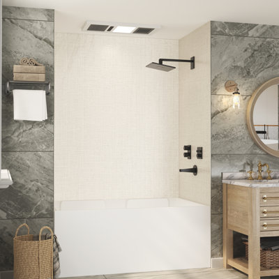 Contour de panneau de douche 3 pièces SMC l 60 po x H 96 po x P 36 po, épaisseur améliorée de 0,2 po, installation rapide, découpable
