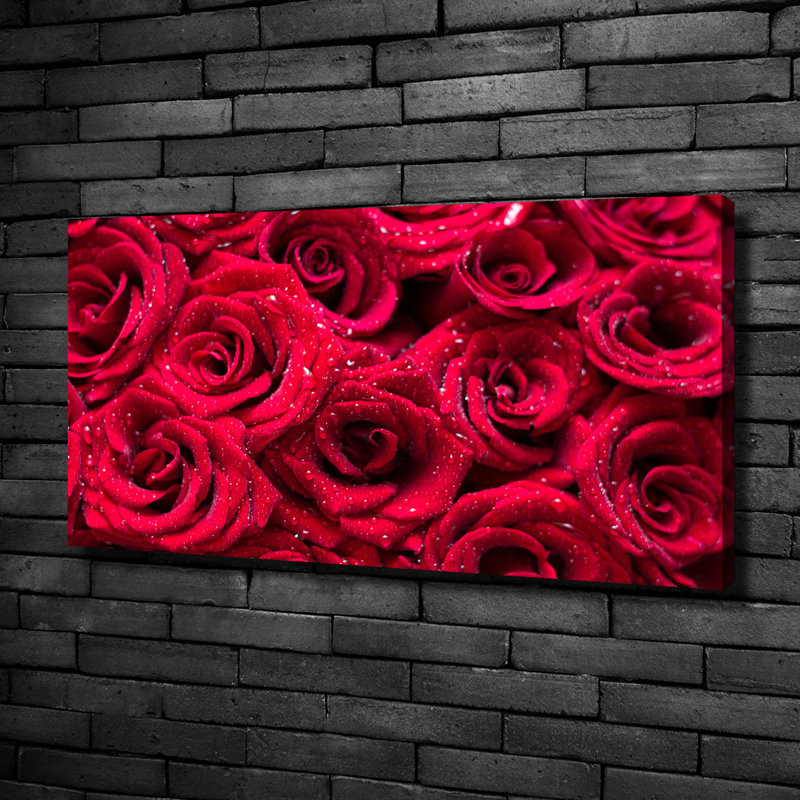 Drops On Roses - No Frame Print on Canvas