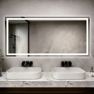 Miroir de salle de bain à DEL avec lumières avant et arrière, miroir de meuble-lavabo à intensité variable avec 3 modes de couleur