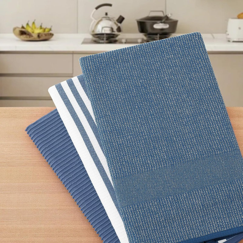 Paquet de 6 essuie-tout en coton de qualité supérieure - Essuie-tout en éponge douce de 380 g / m² avec boucle de suspension, essuie-mains polyvalents super absorbants