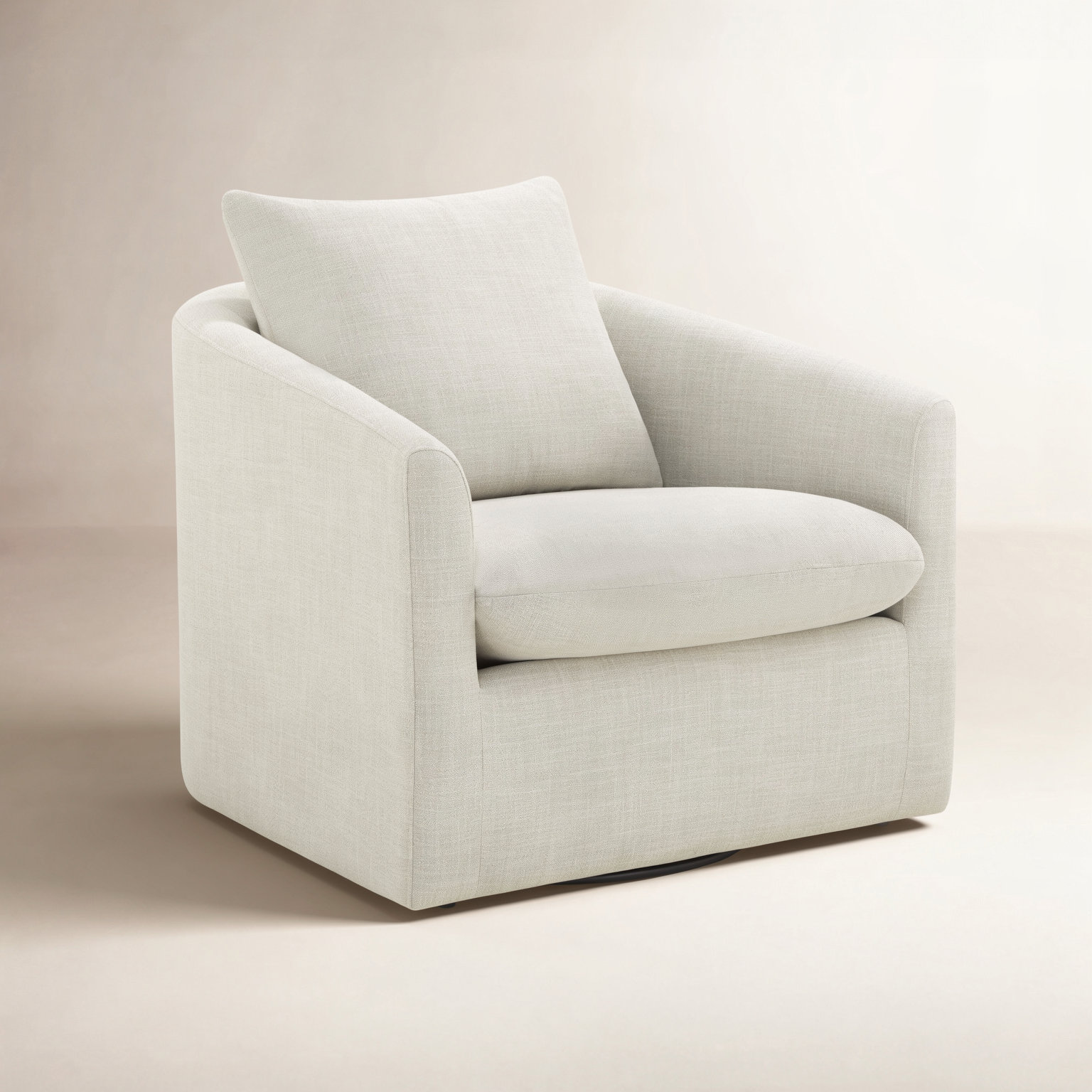 Menta Linen Swivel Barrel Chair, Effie Linen Performance Linen