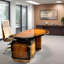 Bureau de direction 70,87 "moderne de forme irrégulière avec 3 tiroirs
