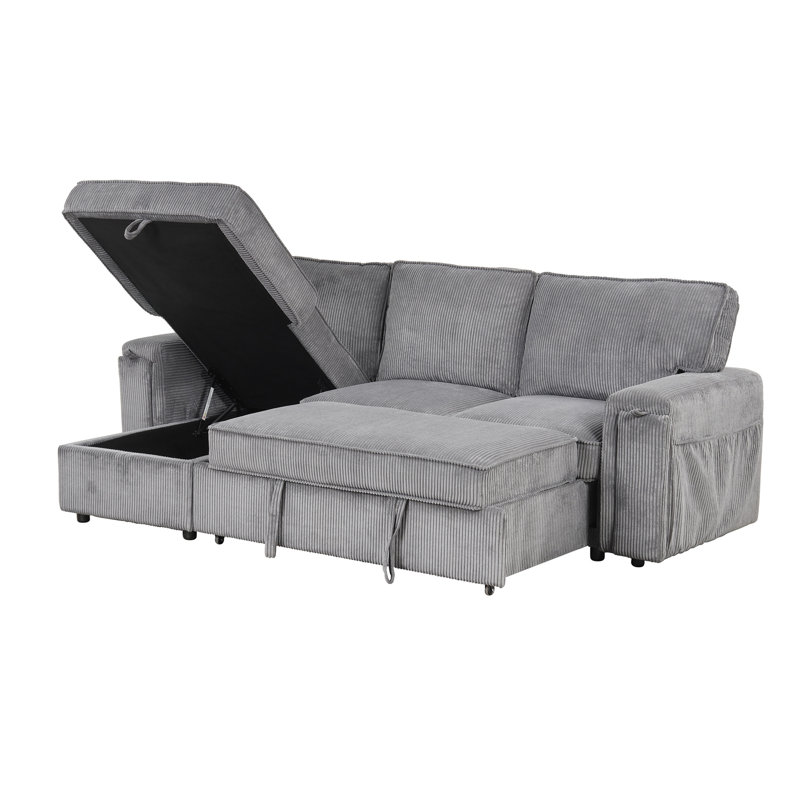 Canapé-lit confortable avec rangement et porte-gobelet confortable - canapé gris pour la maison, Gris