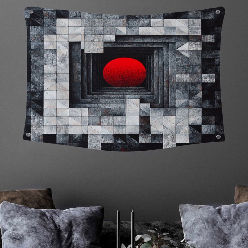 Tapisserie murale géométrique - Décoration murale abstraite, H 68 po x l 80 po