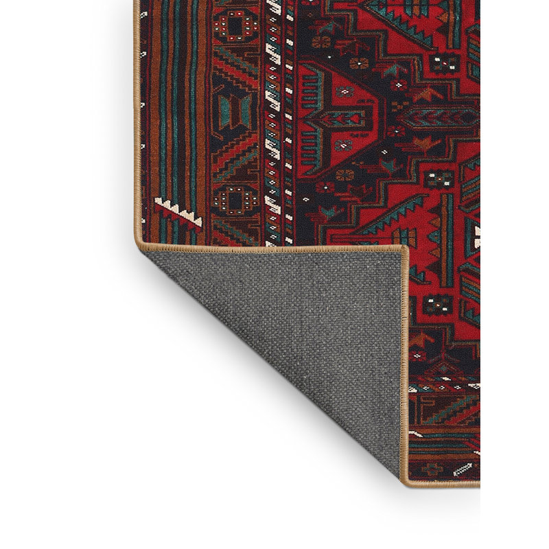 Tapis à motif oriental rouge / noir, Rectangle 8 pi x 12 pi