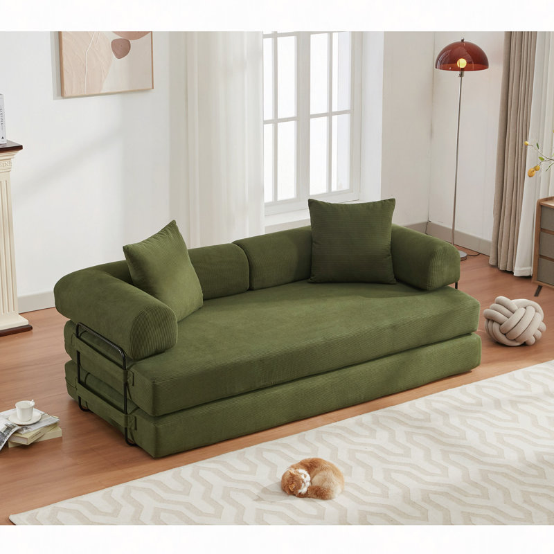 Canapé-lit pliant convertible 78,5 po, canapé convertible bricolage 4-en-1, 3 places, canapé-lit pliant, très grand lit, chambre, appartement, velours côtelé