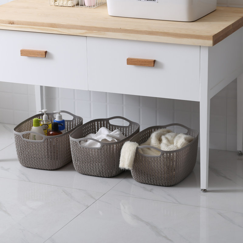 Rebrilliant Plastic Decorative Bin, Gray, 6