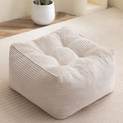 Repose-pieds carré en velours côtelé, grand siège avec coussin de rembourrage en mousse, repose-pieds pour le salon, la chambre à coucher