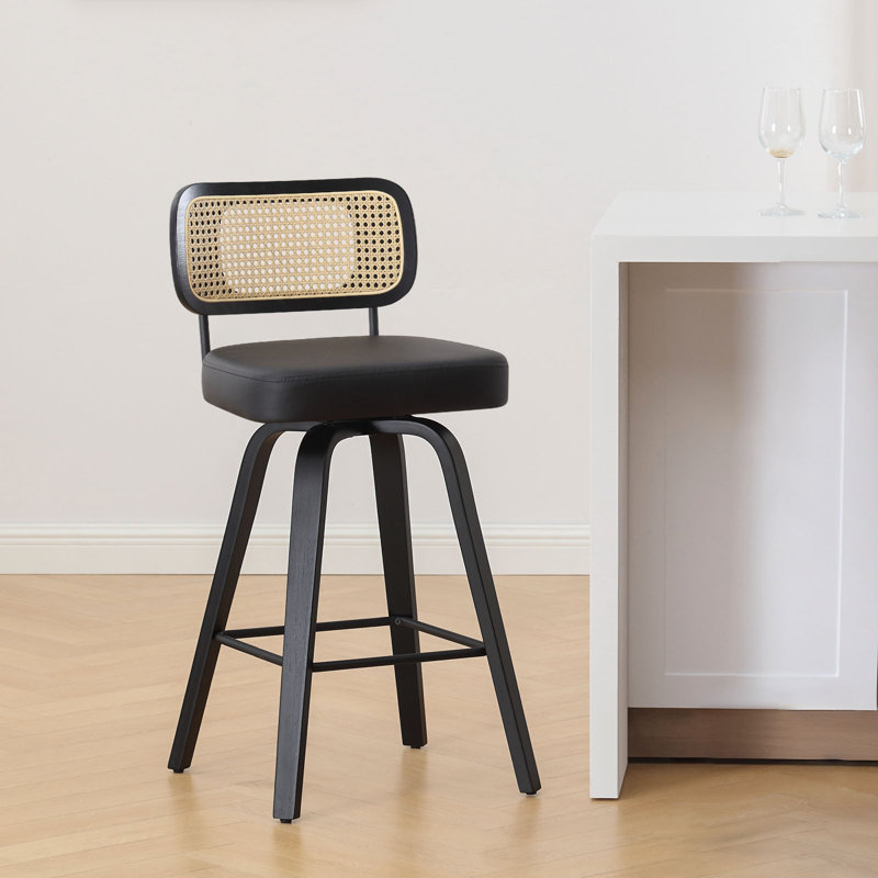 Tabouret de bar et de comptoir Julieza, Noir, Noir, Tabouret de comptoir (siège d'une hauteur de 26 p