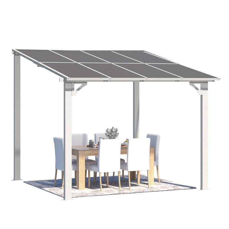Aluminum Pergola with Canopy, 243.84cm x 243.84cm, White