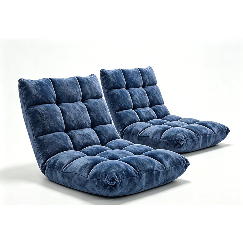 Ensemble de 2 chaises de plancher pliantes, 14 positions réglables, chaise longue mauve pour la lecture et la méditation