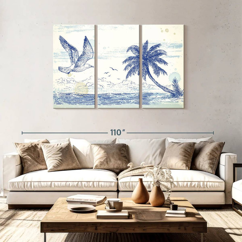 Brampt Summer Beach Drawing, 48" H x 74" W