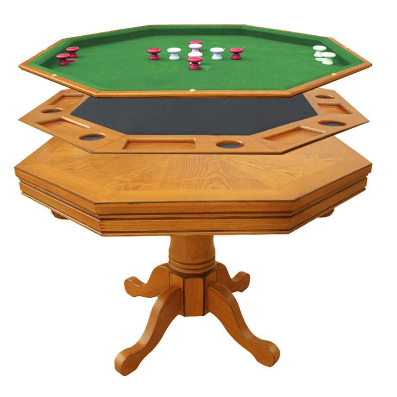 Table de poker 3 en 1 Hathaway Kingston, table de salle à manger et de billard pour salle de jeux - bois franc durable, pieds robustes, surface de jeu lisse - comprend des boules de butoir, des queues, de la craie et du chêne brossé