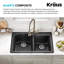 KRAUS Forteza™ 33" L Dual Mount 60/40 Double Bowl Granite Kitchen Sink-25954101