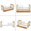 Lit simple en forme de maison avec lit gigogne en bois, sans sommier, noyer et blanc