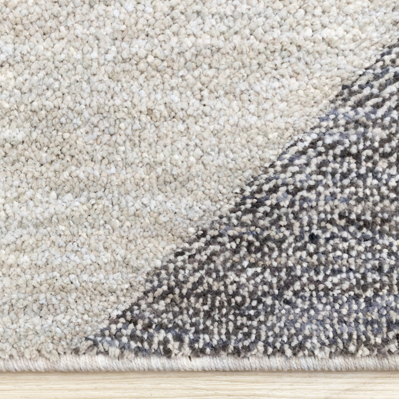 Tapis géométrique recyclé rose ivoire Lecreasha, Rectangle 2 pi x 3 pi 7 po