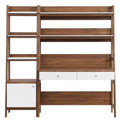 Modway Bixby 2-Piece Wood Office Desk and Bookshelf