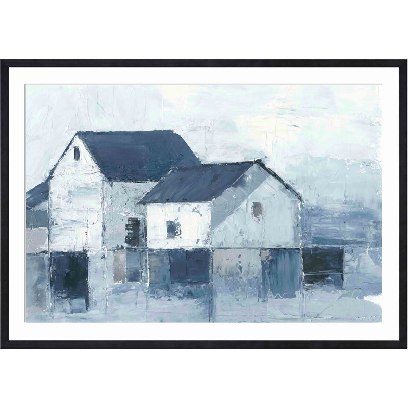 «Indigo Barns I» par Ethan Harper - peinture encadrée, Noir, H 36 po x l 24 po
