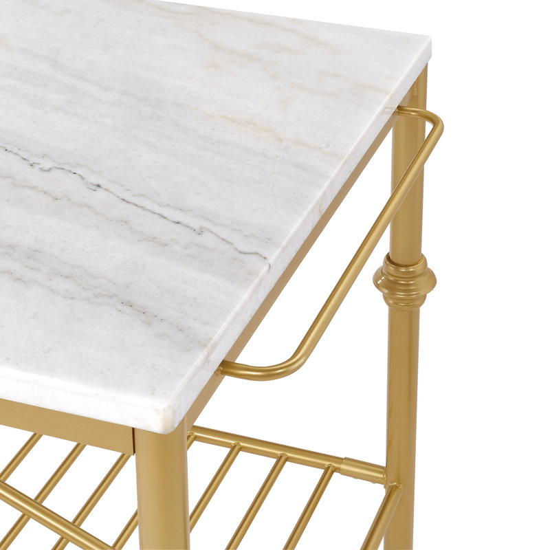 Allisun Marble Top Kitchen Island, Gold