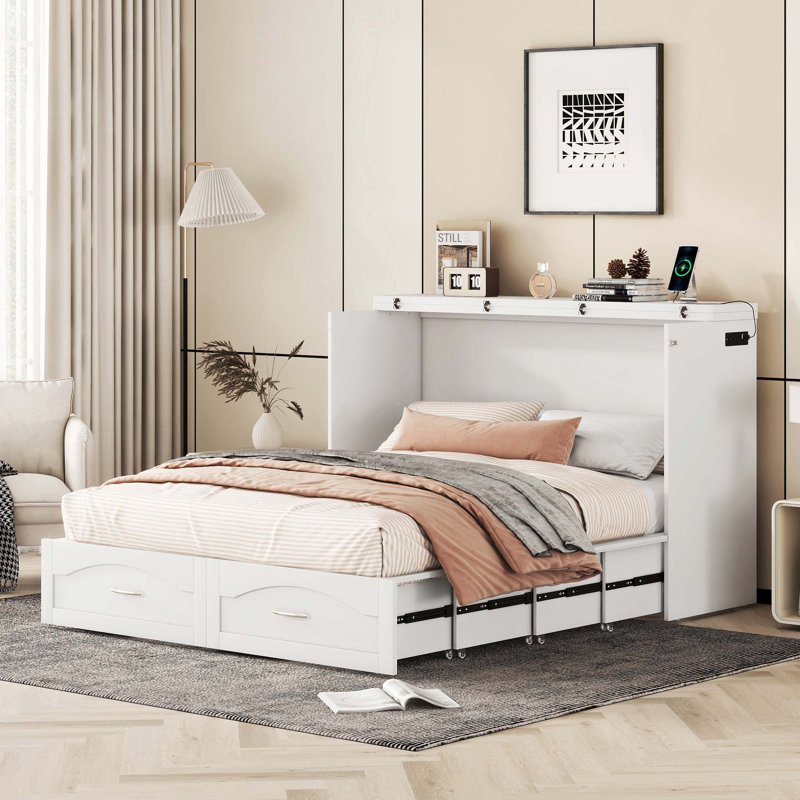 Bronsyn Solid Wood Storage Bed, Queen, White
