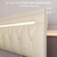 Cadre de grand lit avec lumières à DEL, haut-parleur et fonction de charge - style moderne pour la chambre à coucher, similicuir beige, support en bois de chêne, plus de 60000 couleurs personnalisables, modes d'éclairage à luminosité réglable,-195841552