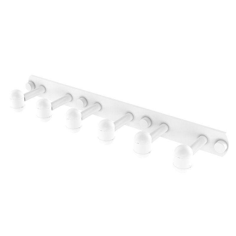 Itzhak 6 Position Wall Mounted Hook Rack, Matte White