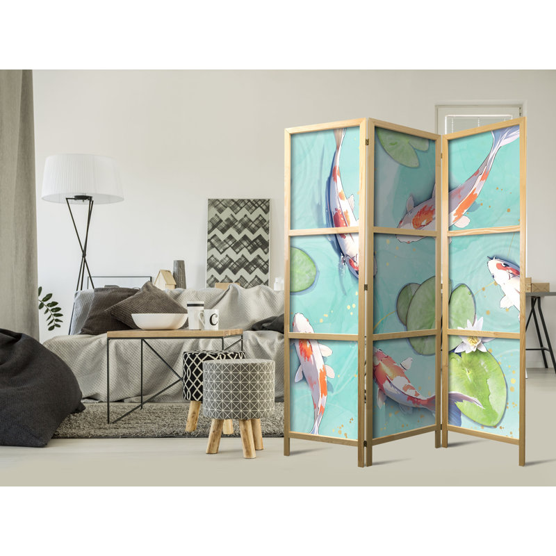 171cm H Solid Wood Folding Room Divider, 171cm H x 135cm W x 1.2cm D, 3