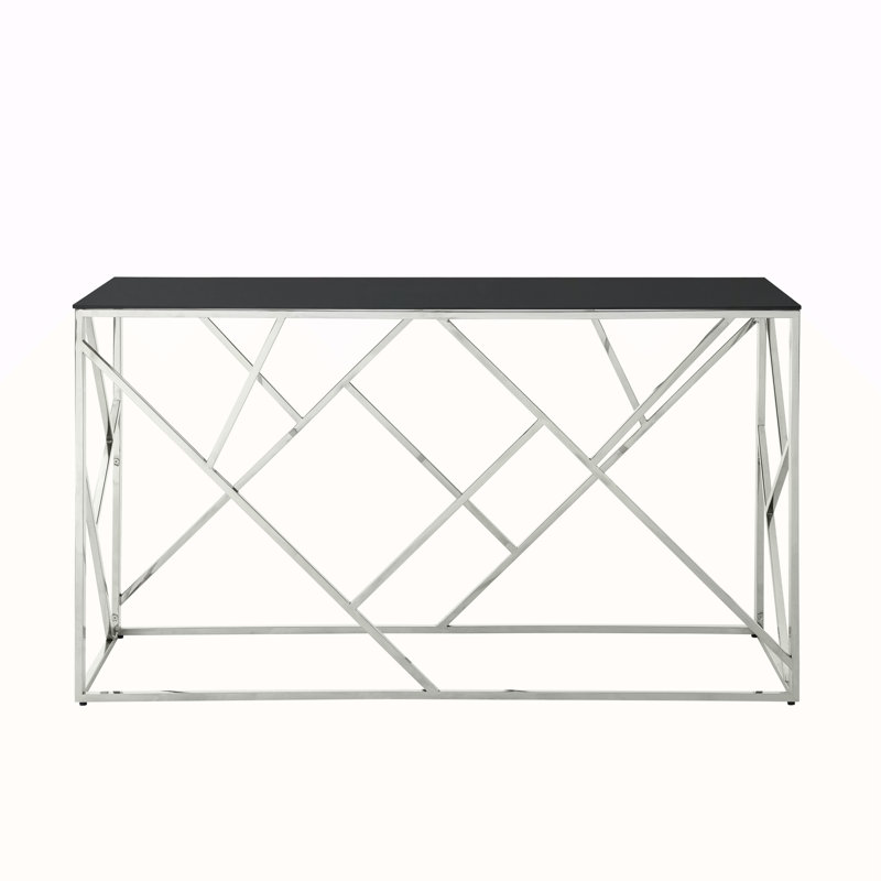 Modern Glass Console Table, Chrome