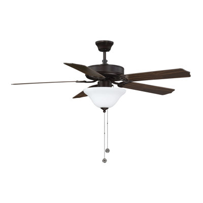 52" Garrett 5 - Blade Standard Ceiling Fan in Oil Rubbed Bronze with Walnut and Chestnut Blades with Pull Chain and Light Kit Included