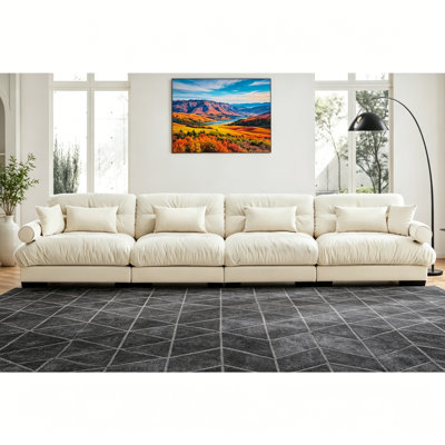 Canapé modulaire 166 po en velours modulaire nuage à assise profonde, sans assemblage 166 po