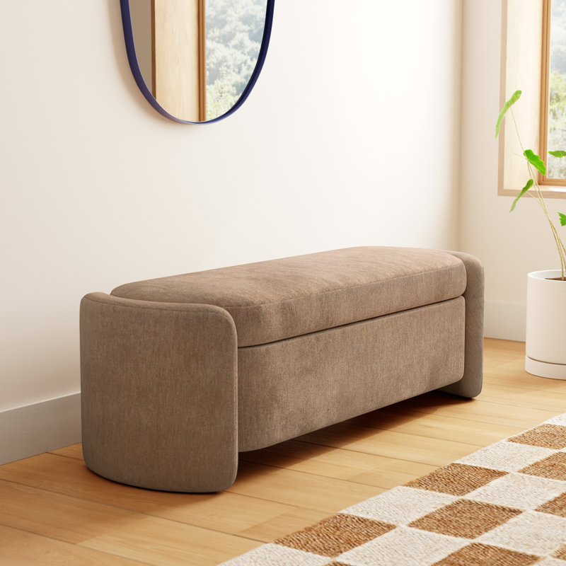 Mizel 62" Upholstered Storage Bench, Chocolate Performance Chenille