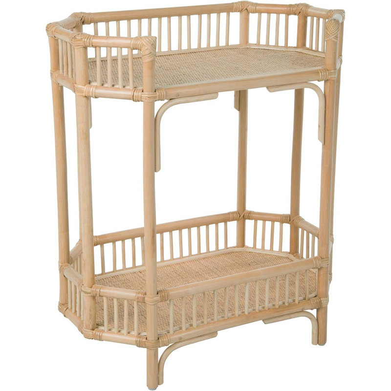 Manhattan 2-Tier Rattan Console Table With Dual Shelves, Handcrafted Natural Rattan Design