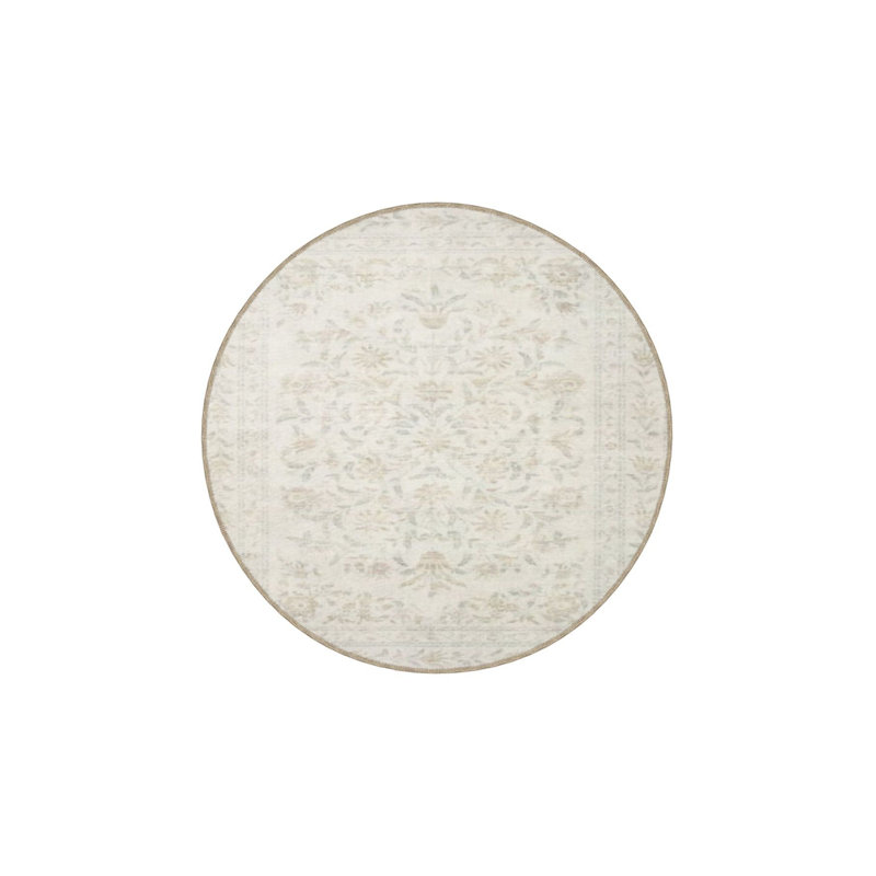 Washable Traditional Woven Area Rug, Square 4'11" Rug Pad Included