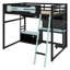 Lit mezzanine en bois avec bureau, tablettes, lumières DEL, ports USB et panneau perforé-526288190