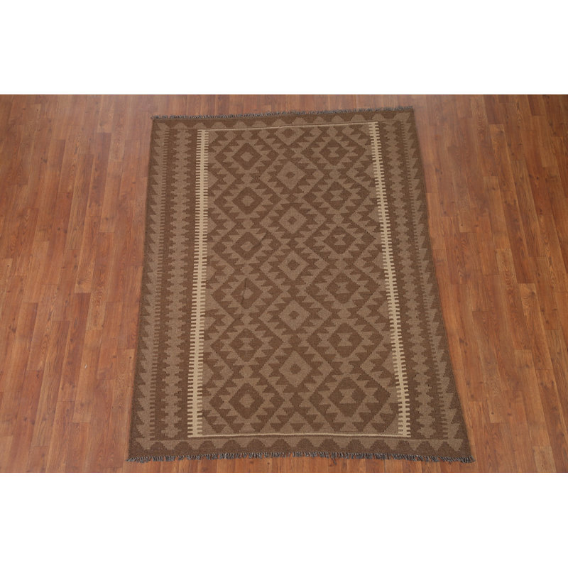 Tapis brun en laine réversible Kilim 5 x 7