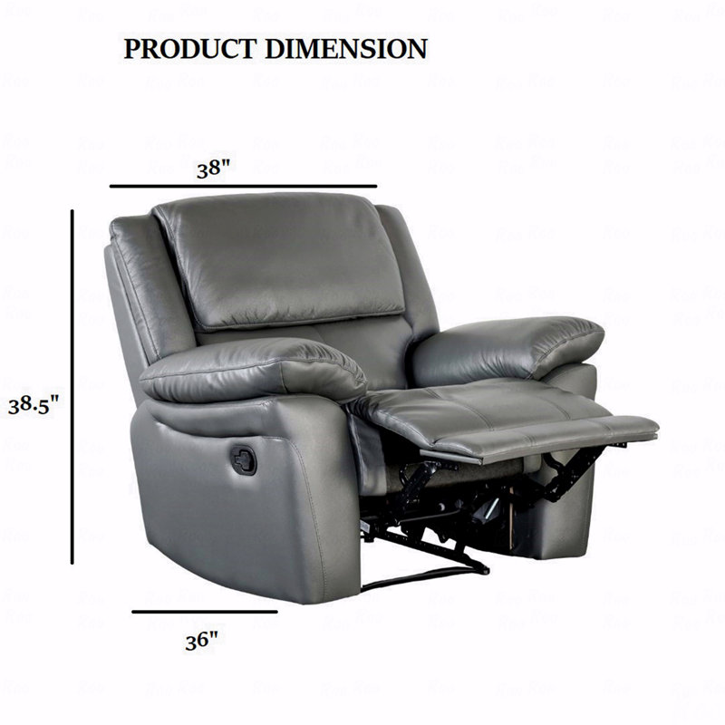 Style transitionnel avec finition gris foncé et fauteuil inclinable avec garniture de coussin et garniture de coussin