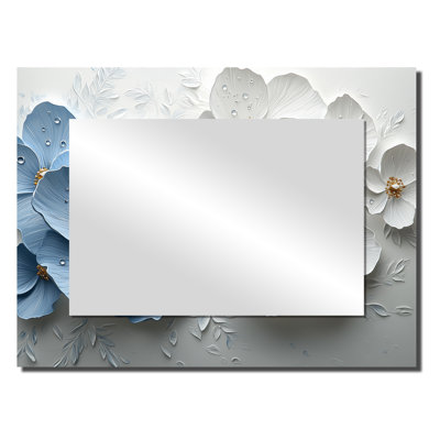Fleurs sauvages dorées crémeuses dans la nature II - miroir traditionnel pour décoration murale