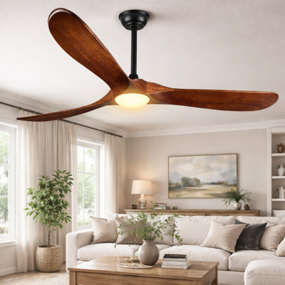72" 3-Blade Wood Ceiling Fan with Light, 6-Speed Remote Control, Reversible Motor, 3CCT, Dimmable, Timer & Memory Function