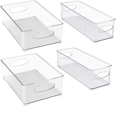 Sorbus Clear Stackable Kitchen and Fridge Storage Bins in 4 Variety Pack