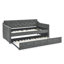 Lit de jour simple avec canapé-lit capitonné de taille simple, accoudoirs ondulés, gris (80,5 po x 44,5 po x 33,5 po)-984862073