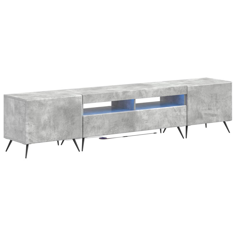 TV Stand, 43cm H x 198cm W x 35cm D, Concrete Grey