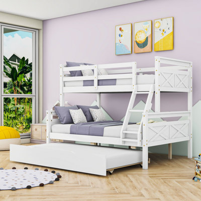 Pueblo Kids Twin Over Full Wooden Bunk Bed with Twin Size Trundle