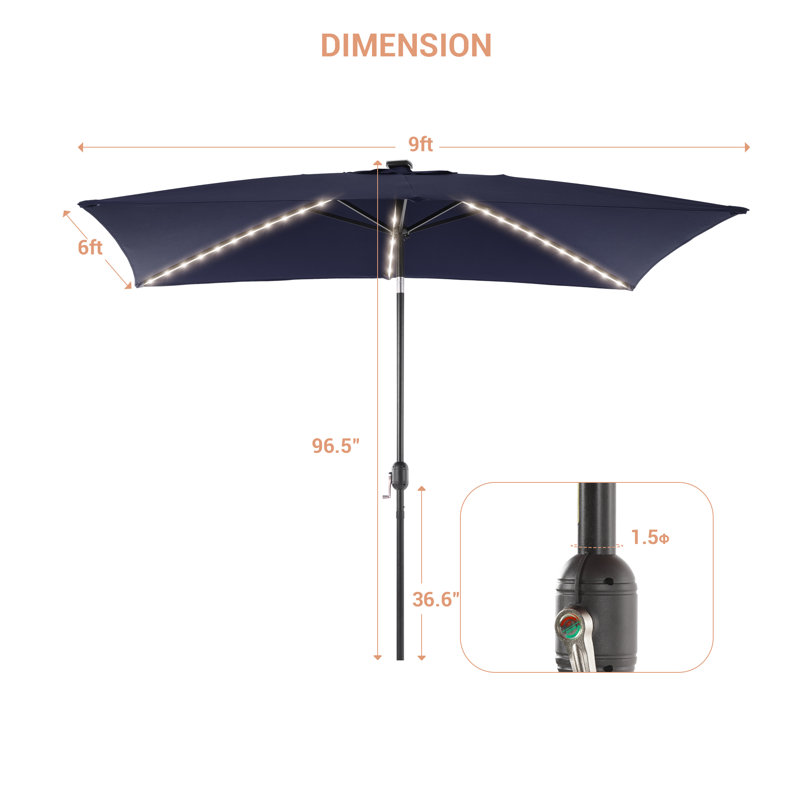 Parasol de marché rectangulaire 9 pi x 6 pi Sayaf, Marine