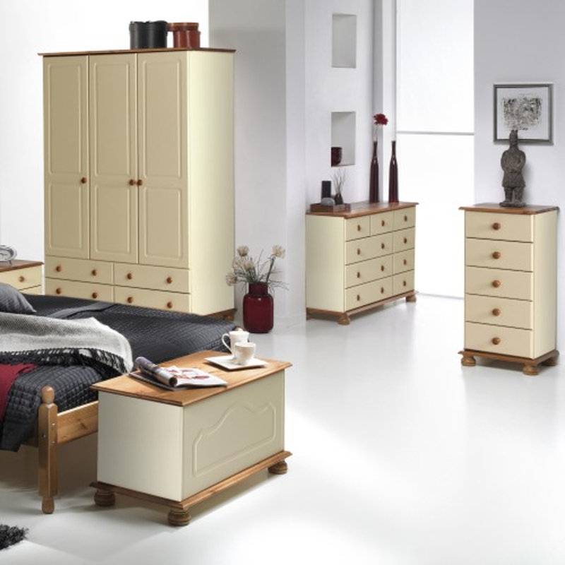 Stetson 2 Door Solid Wood Wardrobe, Cream/Brown